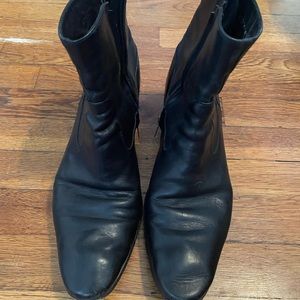 Yves Saint Laurent black mens high heeled boots size 9.5